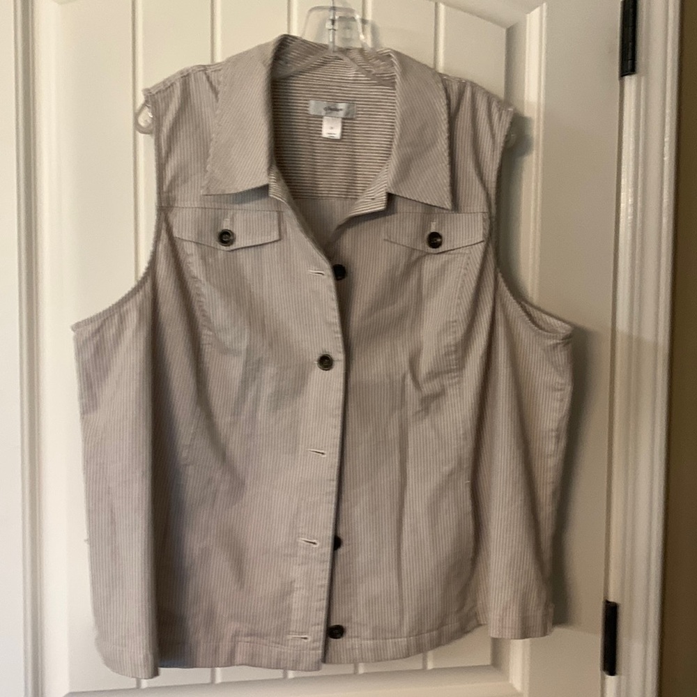 Tan and white striped vest from CJ Banks 2X